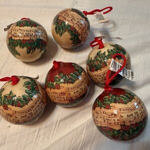 Holiday Music Note Ornaments - Cream and Red
